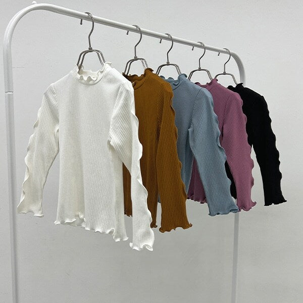 日本童裝 Ly# mine 木耳邊高領上衣 100-150cm 女童款 秋季 TOPS