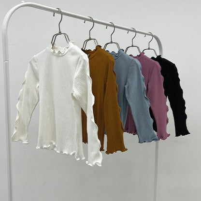 日本童裝 Ly# mine 木耳邊高領上衣 100-150cm 女童款 秋季 TOPS