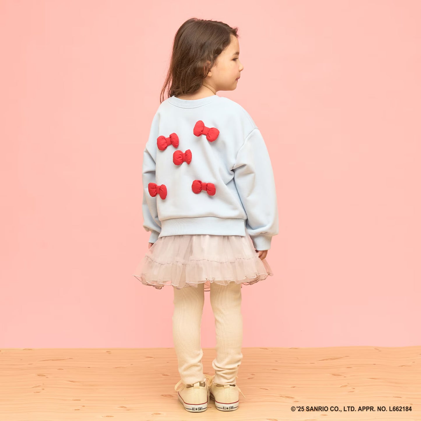 日本童裝 Ly# mine x Sanrio 速乾系列 2Way 前後兩著 Hello Kitty 3D絲帶衛衣 100-140cm 女童款 冬季 TOPS