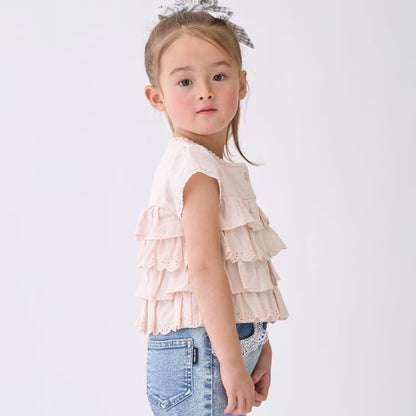 日本童裝 pe#main 蕾絲荷葉邊上衣 80-130cm 女童款 夏季 TOPS