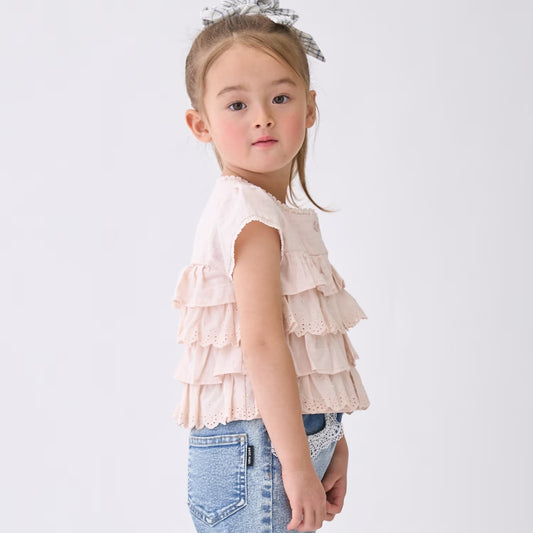 日本童裝 pe#main 蕾絲荷葉邊上衣 80-130cm 女童款 夏季 TOPS