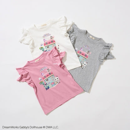 Japanese children's clothing Ly# mine x GABBY'S DOLLHOUSE small flying sleeve top 100-130cm girls summer TOPS 