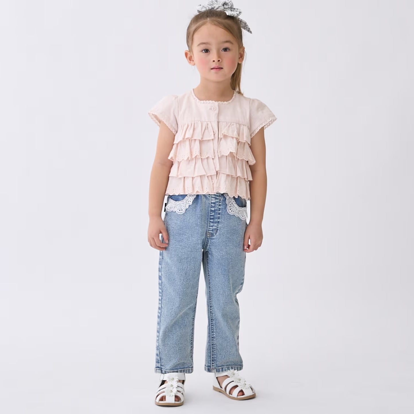 日本童裝 pe#main 蕾絲荷葉邊上衣 80-130cm 女童款 夏季 TOPS