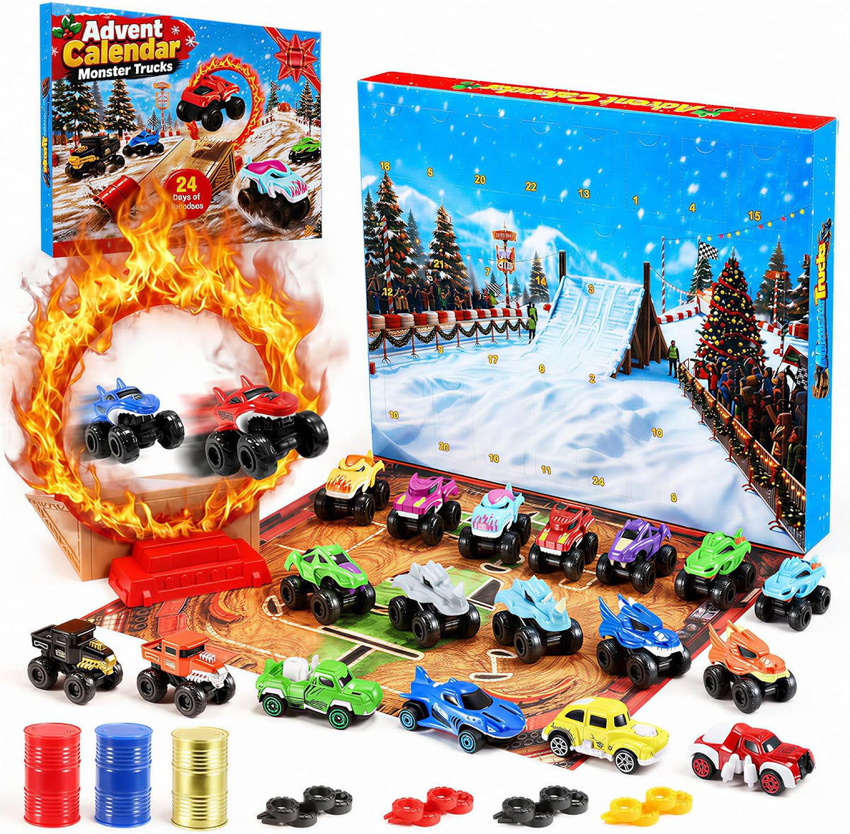 日英美直送 Mini Monster Trucks & Accessories Advent Calendar 聖誕倒數日曆 兒童款 聖誕快樂特輯 不參與$900免運 滿$900可加$25免運到順豐站/智能櫃 Christmas Advent Calendars 2026