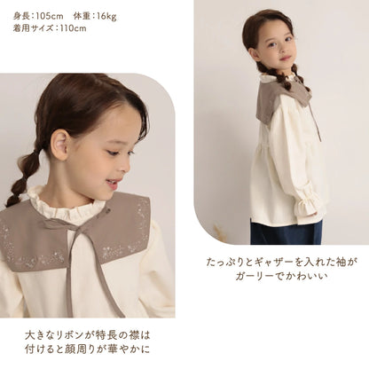 日本童裝 Branshes x coco 特別版 親子裝 刺繡領上衣 90-140cm/M 男童款/女童款 秋季 TOPS