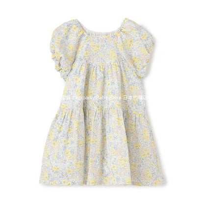 Japanese children's clothing pe#main cool-to-touch, quick-drying lantern-sleeve dress (80-130cm) for girls (summer dresses) 