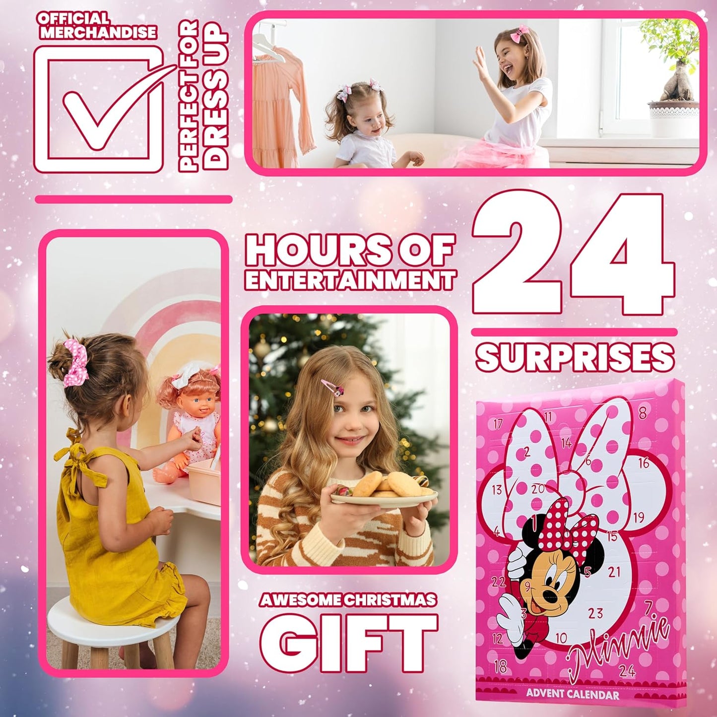 英美直送 Disney Minnie Mouse Hair Accessories 聖誕倒數日曆 兒童款 聖誕快樂特輯 聖誕倒數日曆A 不參與$900免運 滿$900可加$25免運 Christmas Advent Calendars 2025