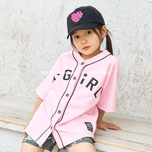 Japanese children's clothing X-girl Stages baseball style shirt 100-140cm girls summer TOPS 