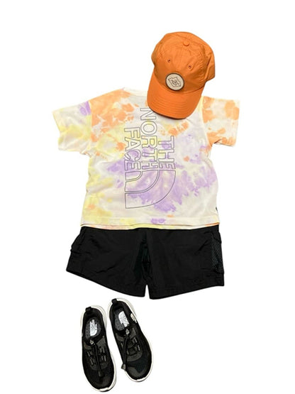 Japanese children's clothing TNF quick-dry series tie-dye logo top 100-120cm boys/girls summer TOPS 