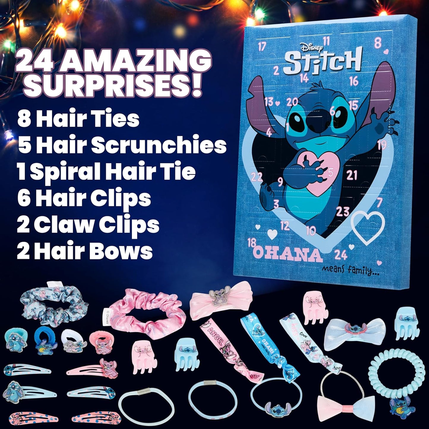 英美直送 Disney Stitch Hair Accessories 聖誕倒數日曆 兒童款 聖誕快樂特輯 聖誕倒數日曆A 不參與$900免運 滿$900可加$25免運 Christmas Advent Calendars 2025