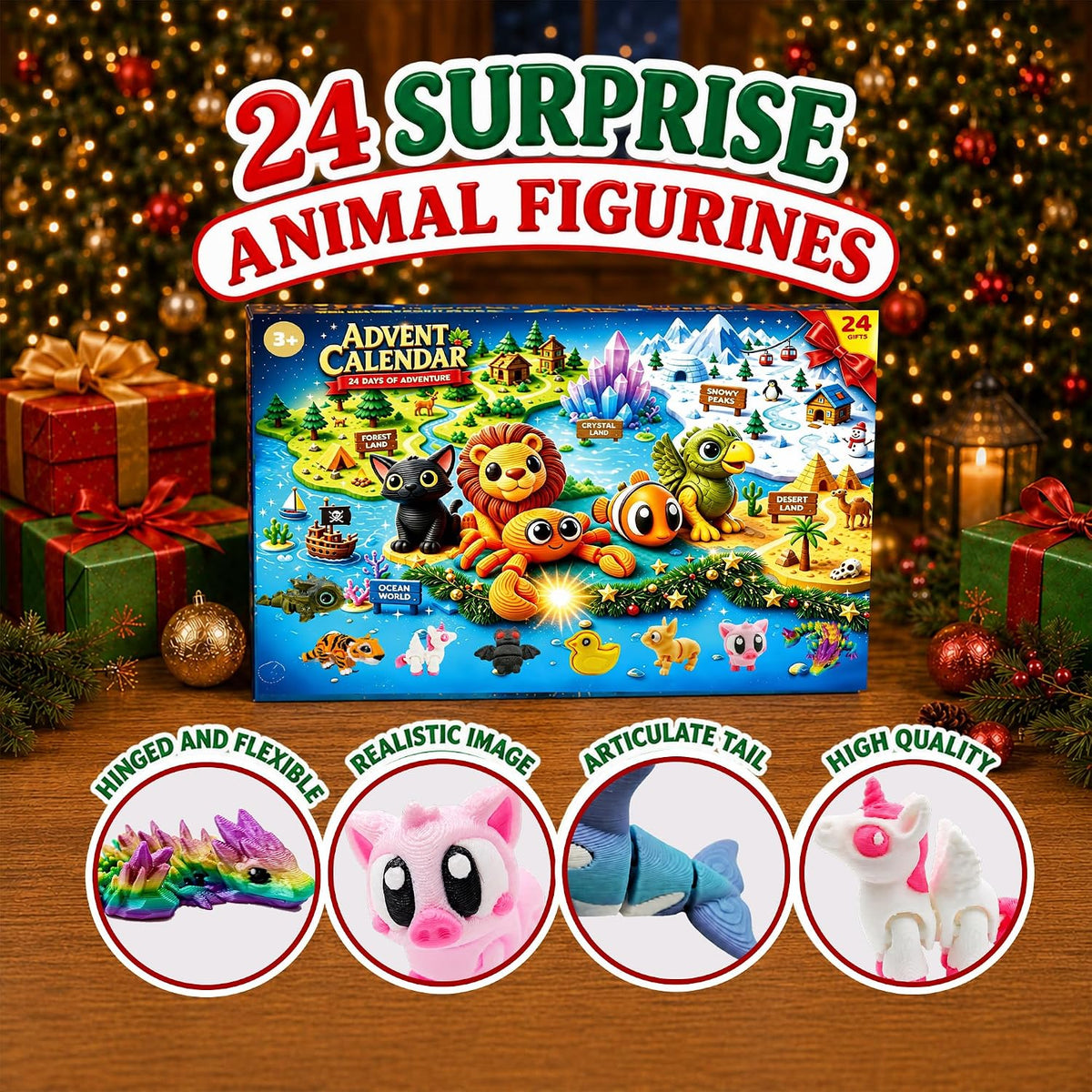 日英美直送 3D-Printed-Animals Toy Gifts Advent Calendar 聖誕倒數日曆 兒童款 聖誕快樂特輯 不參與$900免運 滿$900可加$25免運到順豐站/智能櫃 Christmas Advent Calendars 2026