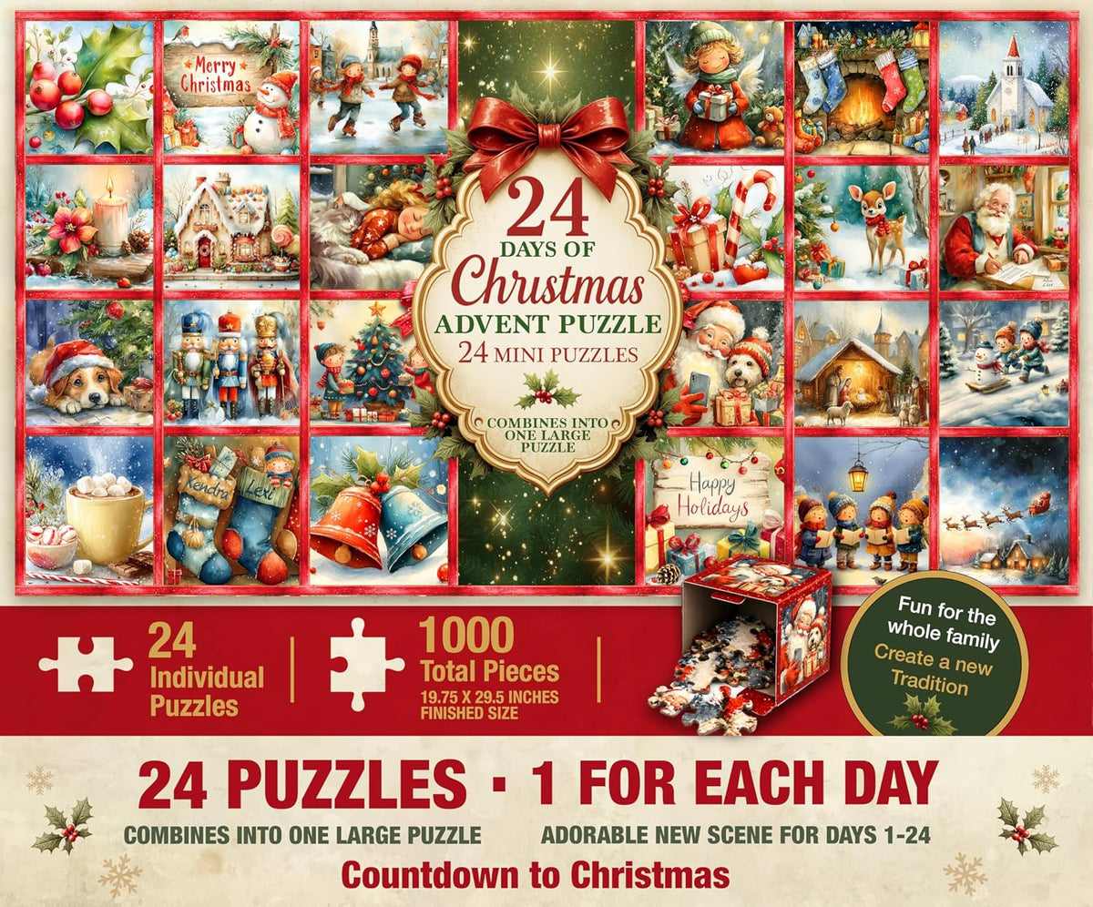 日英美直送 Puzzle 1000 Piece Advent Calendar 聖誕倒數日曆 大人款/兒童款 聖誕快樂特輯 不參與$900免運 滿$900可加$25免運到順豐站/智能櫃 Christmas Advent Calendars 2026