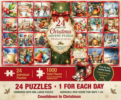 日英美直送 Puzzle 1000 Piece Advent Calendar 聖誕倒數日曆 大人款/兒童款 聖誕快樂特輯 不參與$900免運 滿$900可加$25免運到順豐站/智能櫃 Christmas Advent Calendars 2026