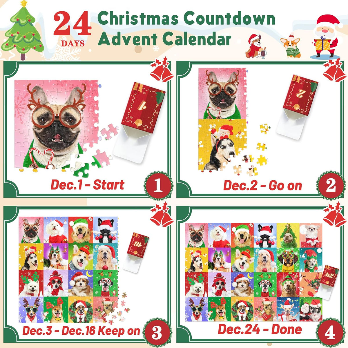 日英美直送 Dogs Puzzle Advent Calendar 聖誕倒數日曆 大人款/兒童款 聖誕快樂特輯 不參與$900免運 滿$900可加$25免運到順豐站/智能櫃 Christmas Advent Calendars 2026