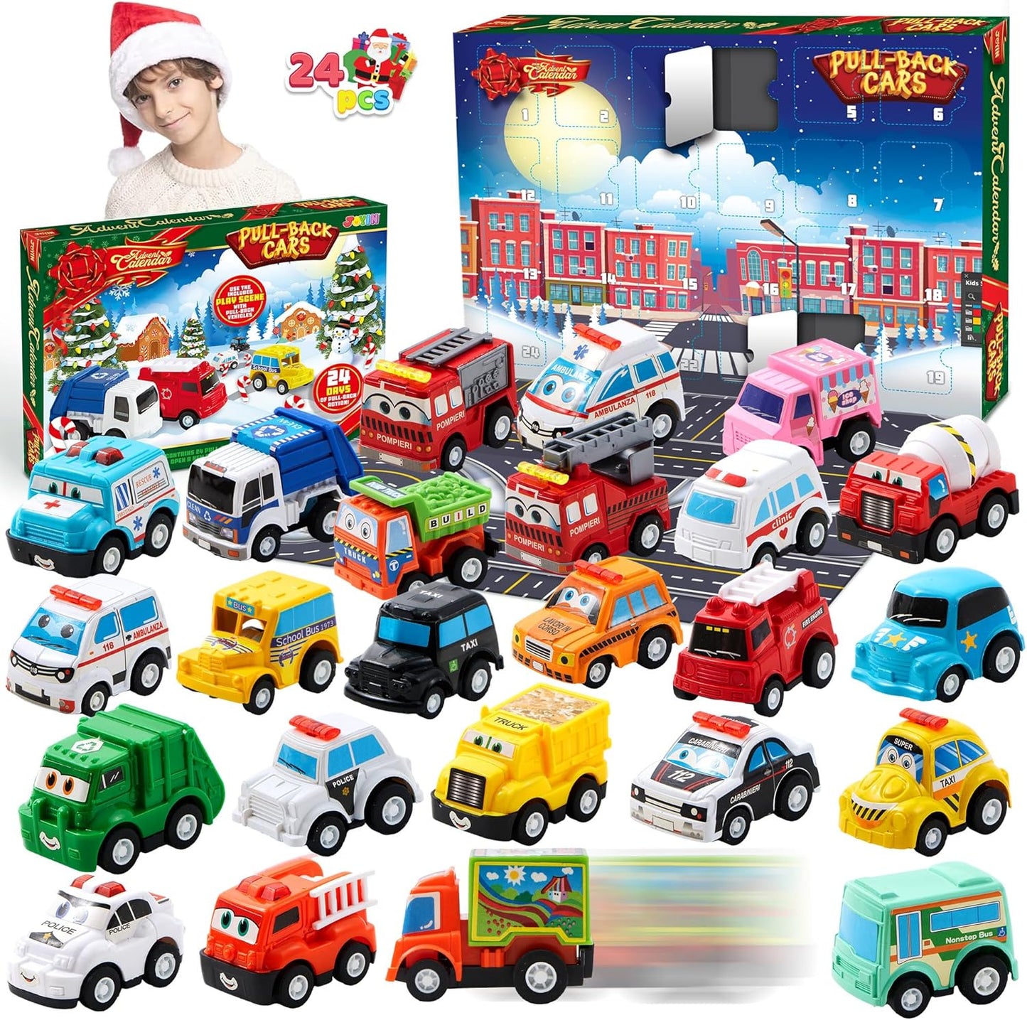 英美直送 Pull Back Police Racing Cars 回力車 聖誕倒數日曆 兒童款 聖誕快樂特輯 聖誕倒數日曆A 不參與$900免運 滿$900可加$25免運 Christmas Advent Calendars 2025