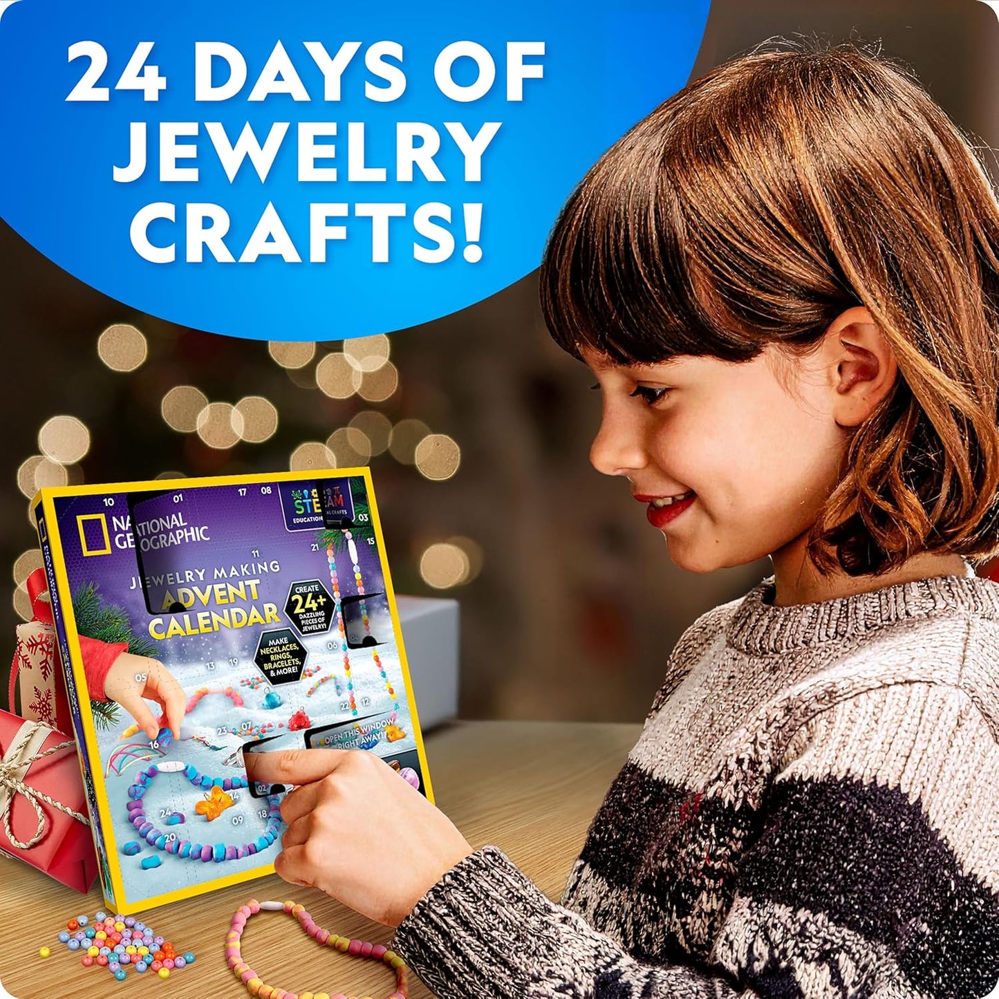 英美直送 NATIONAL GEOGRAPHIC Jewelry Making  聖誕倒數日曆 兒童款 聖誕快樂特輯 聖誕倒數日曆A 不參與$900免運 滿$900可加$25免運 Christmas Advent Calendars 2025
