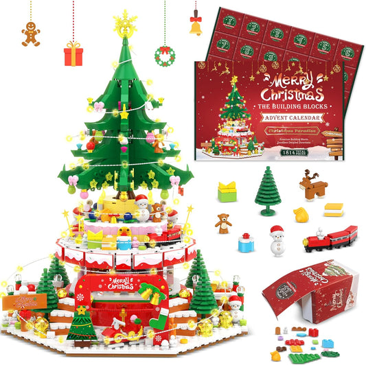英美直送 LED Christmas Tree Paradise Building Toy Set 聖誕倒數日曆 大人款/兒童款 聖誕快樂特輯 聖誕倒數日曆A 不參與$900免運 滿$900可加$25免運 Christmas Advent Calendars 2025