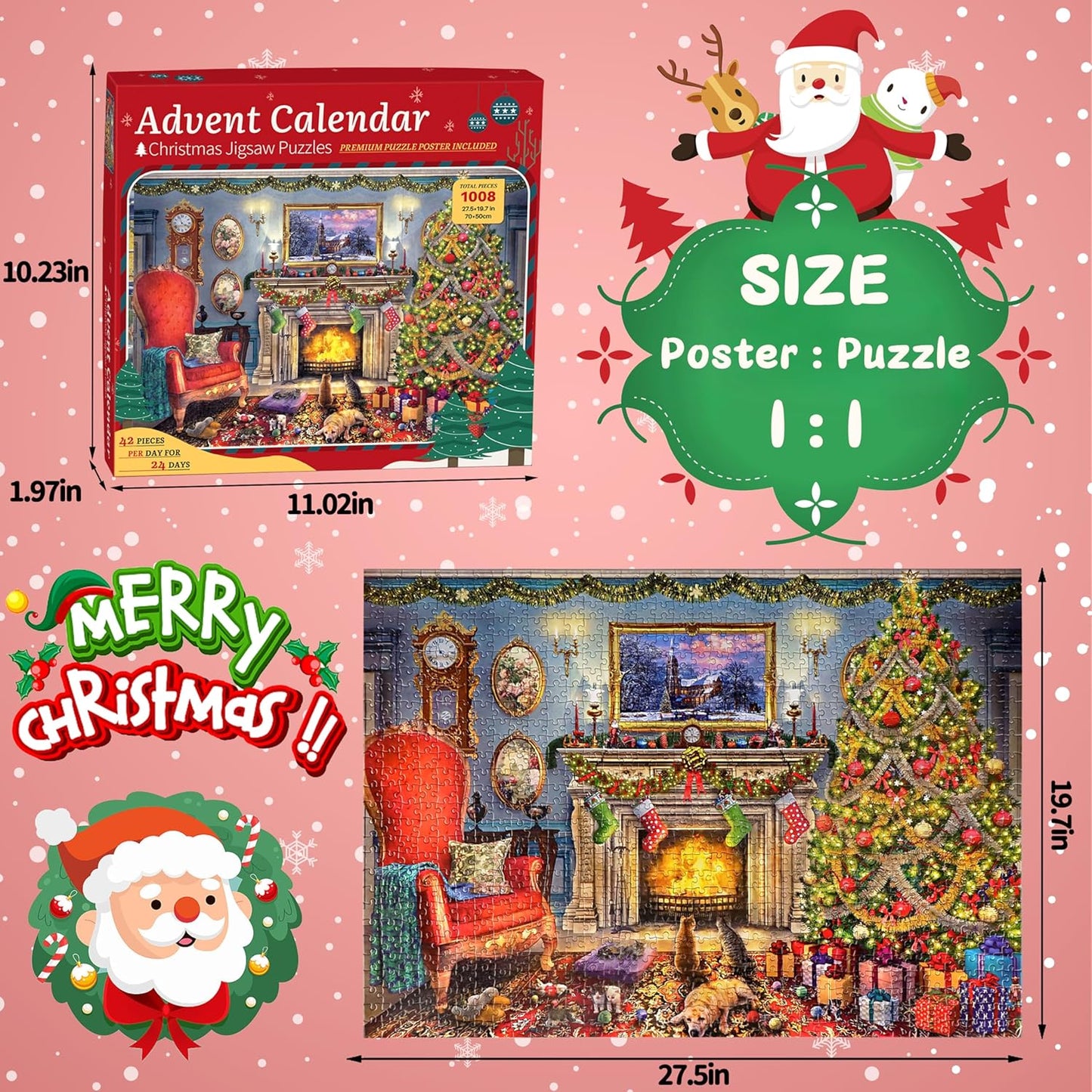 英美直送 Jigsaw Puzzles Festive Fireplace 聖誕倒數日曆 大人款/兒童款 聖誕快樂特輯 聖誕倒數日曆A 不參與$900免運 滿$900可加$25免運 Christmas Advent Calendars 2025