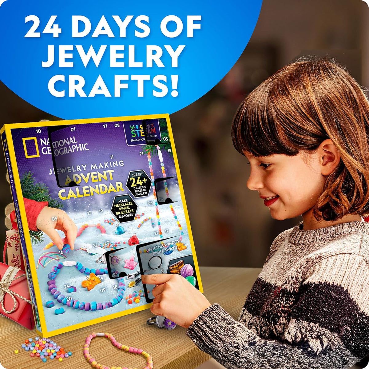 日英美直送 National Geographic Jewelry Making Advent Calendar 聖誕倒數日曆 兒童款 聖誕快樂特輯 不參與$900免運 滿$900可加$25免運到順豐站/智能櫃 Christmas Advent Calendars 2026