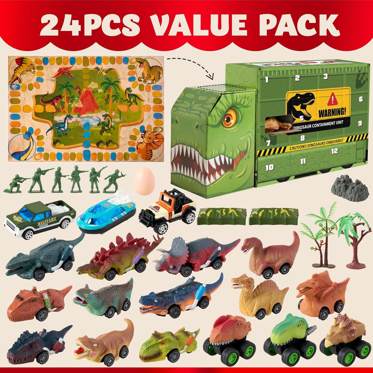 日英美直送 Dinosaur Monster Truck Vehicles Advent Calendar 聖誕倒數日曆 兒童款 聖誕快樂特輯 不參與$900免運 滿$900可加$25免運到順豐站/智能櫃 Christmas Advent Calendars 2026