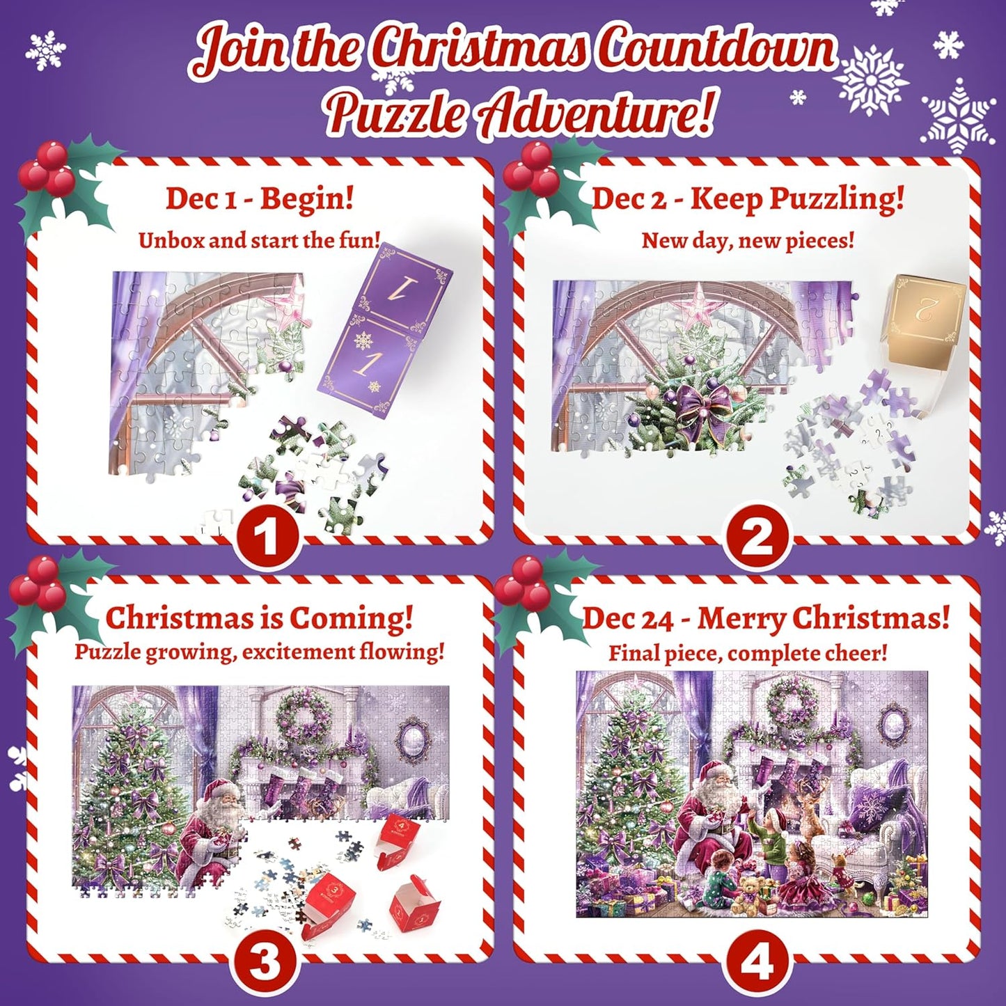 英美直送 Jigsaw Puzzles Purple Xmas 聖誕倒數日曆 大人款/兒童款 聖誕快樂特輯 聖誕倒數日曆A 不參與$900免運 滿$900可加$25免運 Christmas Advent Calendars 2025