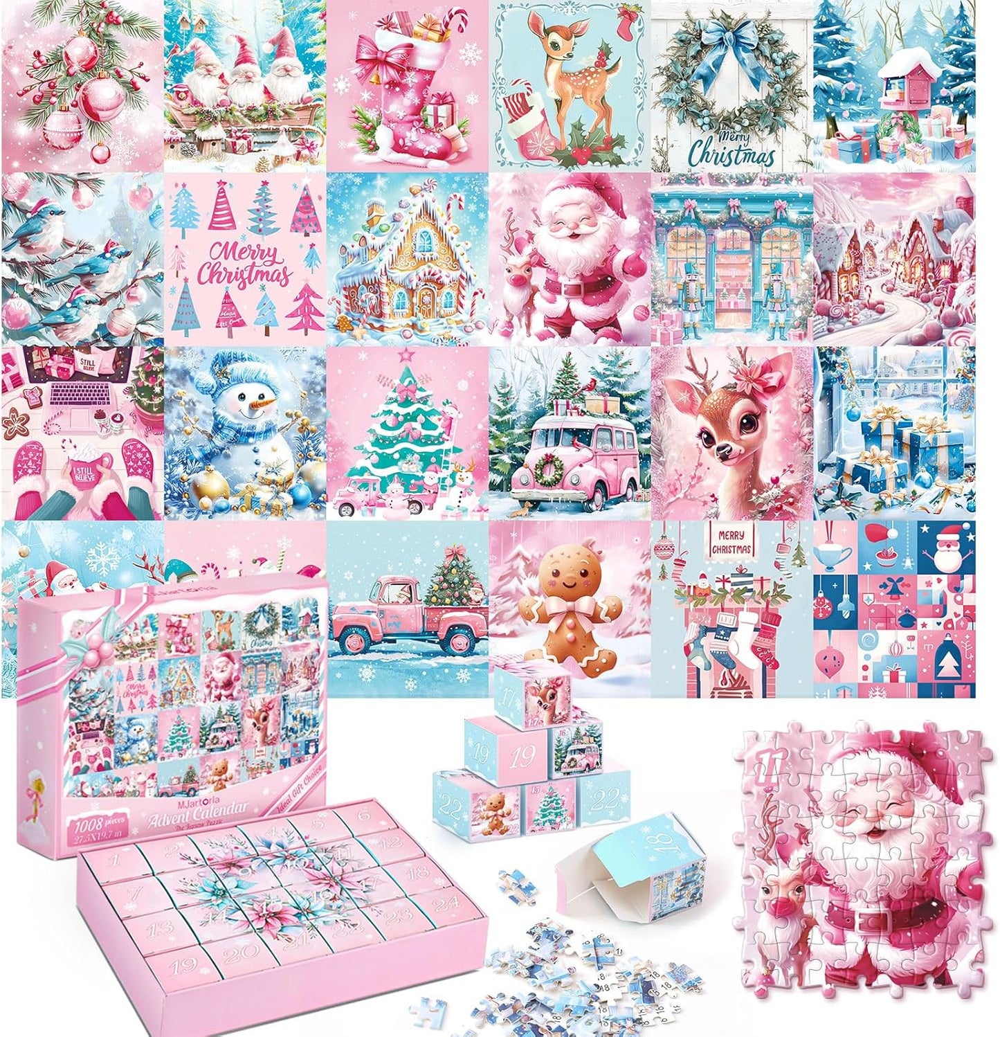 英美直送 Jigsaw Puzzles Pink Xmas 聖誕倒數日曆 大人款/兒童款 聖誕快樂特輯 聖誕倒數日曆A 不參與$900免運 滿$900可加$25免運 Christmas Advent Calendars 2025