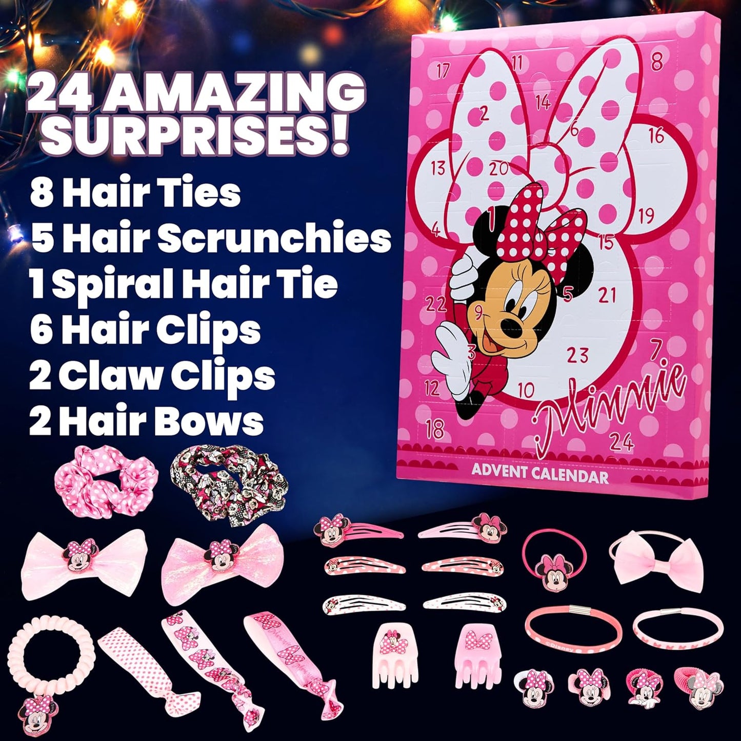 英美直送 Disney Minnie Mouse Hair Accessories 聖誕倒數日曆 兒童款 聖誕快樂特輯 聖誕倒數日曆A 不參與$900免運 滿$900可加$25免運 Christmas Advent Calendars 2025