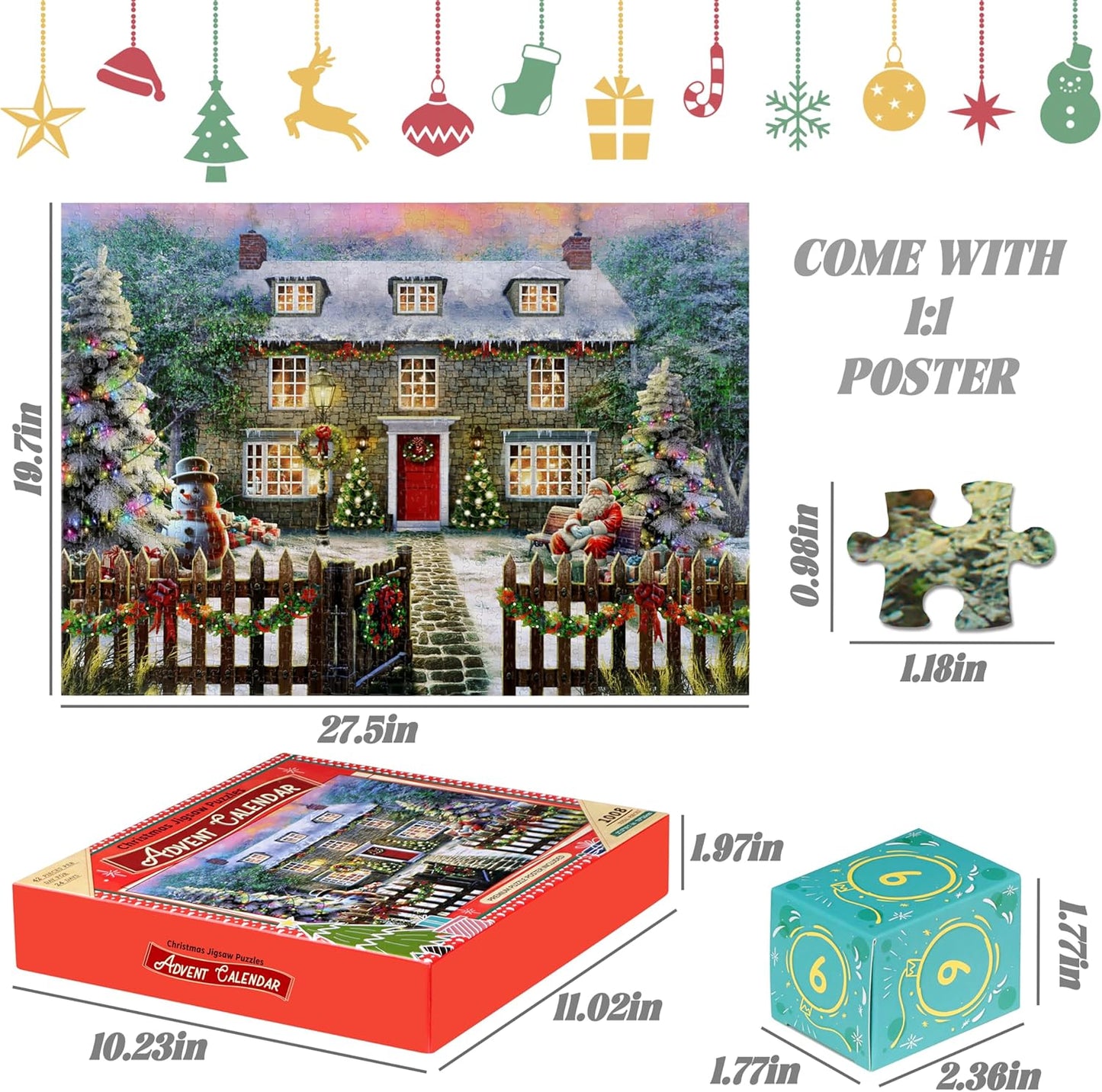 英美直送 Jigsaw Puzzles Christmas House 聖誕倒數日曆 大人款/兒童款 聖誕快樂特輯 聖誕倒數日曆A 不參與$900免運 滿$900可加$25免運 Christmas Advent Calendars 2025