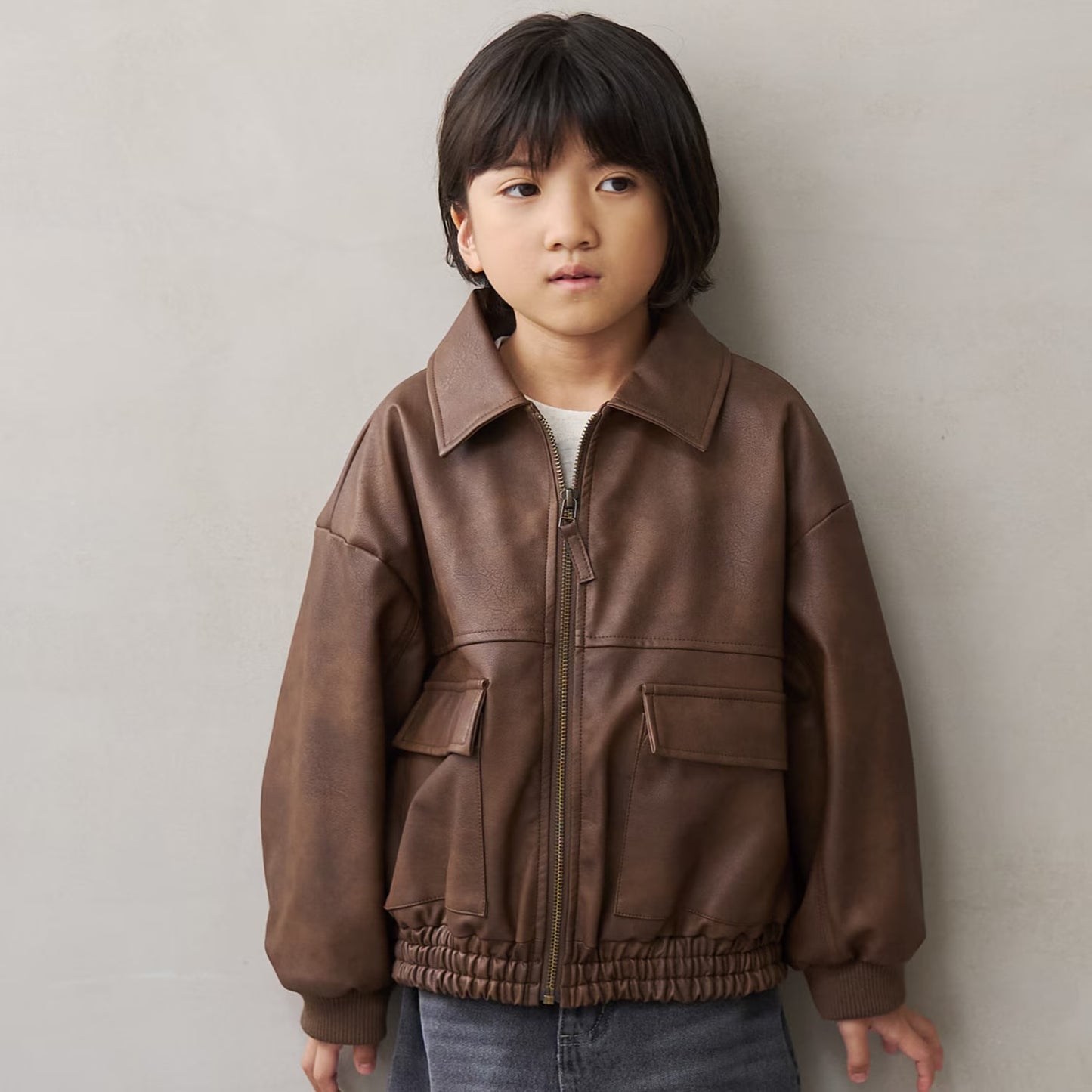 日本童裝 b・R# 仿皮皮褸外套 110-140cm 男童款 冬季(適合初秋、香港平均溫度、寒冷天氣）OUTERWEAR 【日本預售：2026年9月中旬】