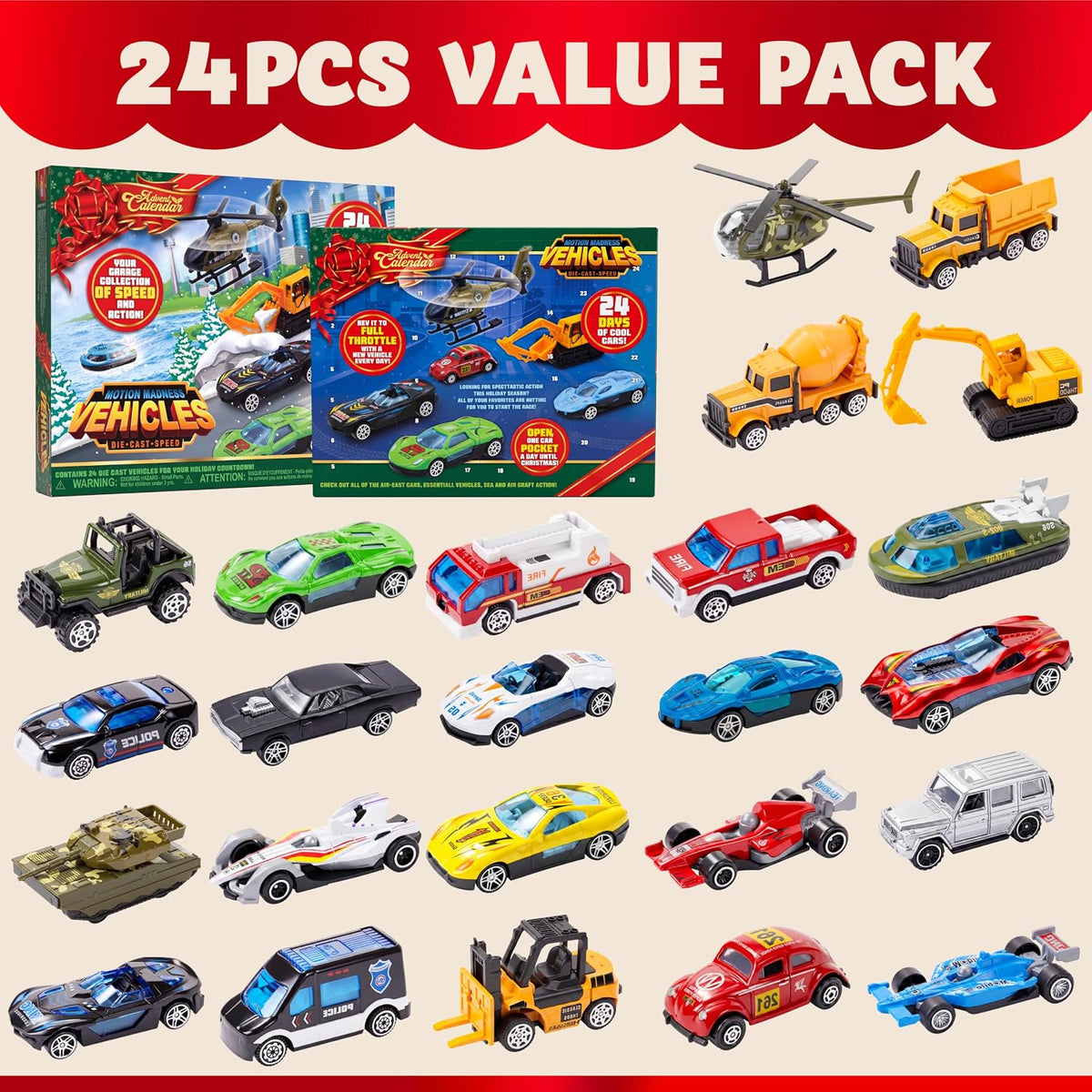 日英美直送 Vehicles Toys Advent Calendar 聖誕倒數日曆 兒童款 聖誕快樂特輯 不參與$900免運 滿$900可加$25免運到順豐站/智能櫃 Christmas Advent Calendars 2026