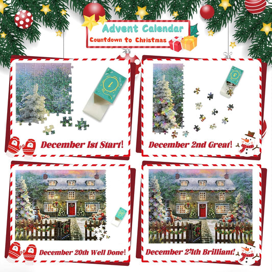 英美直送 Jigsaw Puzzles Christmas House 聖誕倒數日曆 大人款/兒童款 聖誕快樂特輯 聖誕倒數日曆A 不參與$900免運 滿$900可加$25免運 Christmas Advent Calendars 2025