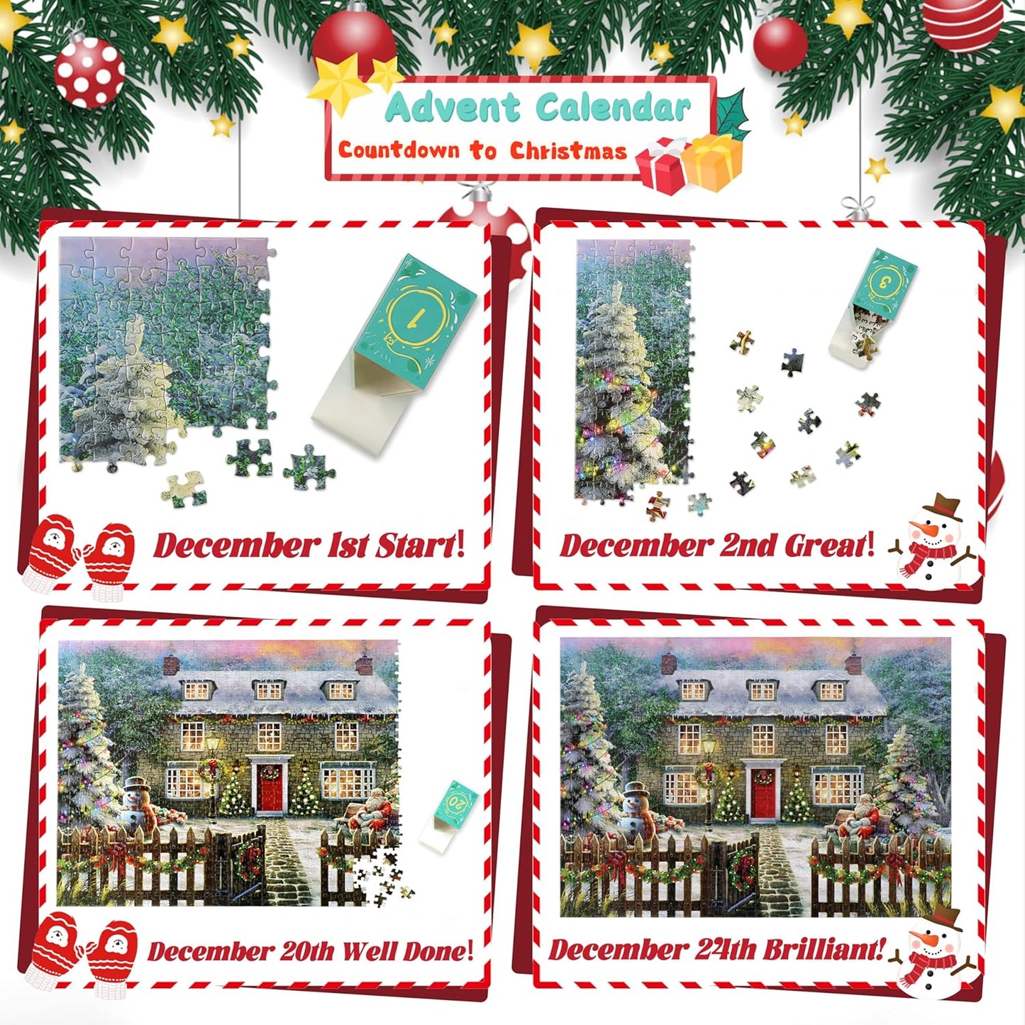 英美直送 Jigsaw Puzzles Christmas House 聖誕倒數日曆 大人款/兒童款 聖誕快樂特輯 聖誕倒數日曆A 不參與$900免運 滿$900可加$25免運 Christmas Advent Calendars 2025