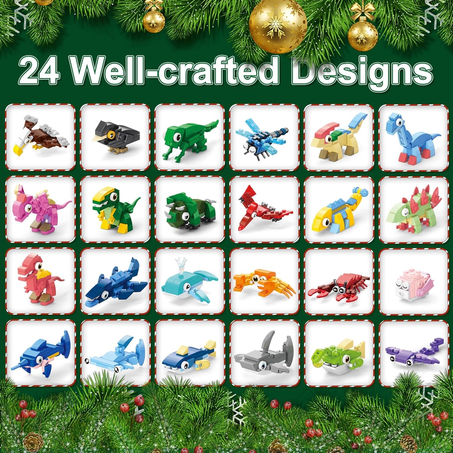 英美直送 Dinosaur Toy Kit Building Blocks 聖誕倒數日曆 兒童款 聖誕快樂特輯 聖誕倒數日曆A 不參與$900免運 滿$900可加$25免運 Christmas Advent Calendars 2025