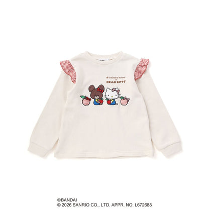 日本童裝 Slap Slip x Sanrio x 小熊學校 荷葉邊肩袖上衣 80-130cm 女童款 秋季 TOPS 其他品牌童裝 聖誕紅/新年紅