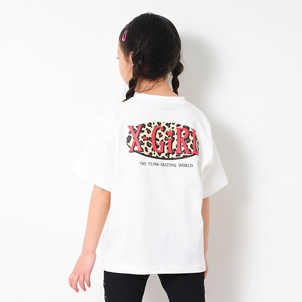 日本童裝 X-girl 豹紋LOGO背面印花上衣 80-140cm 女童款 夏季 TOPS