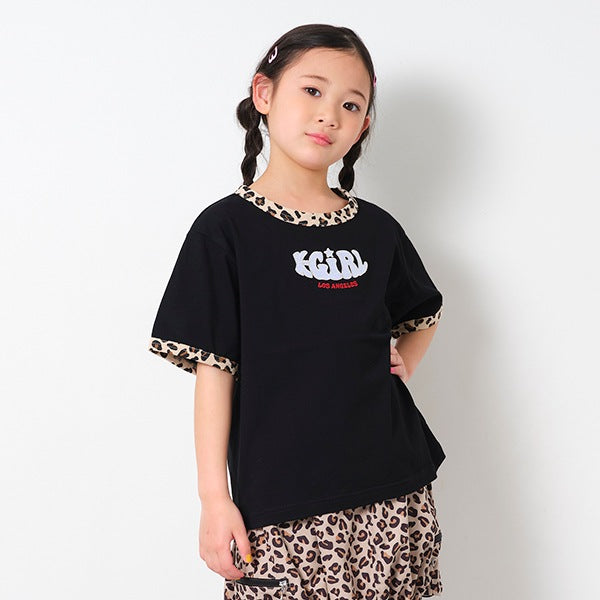 日本童裝 X-girl 豹紋LOGO上衣 90-140cm 女童款 夏季 TOPS