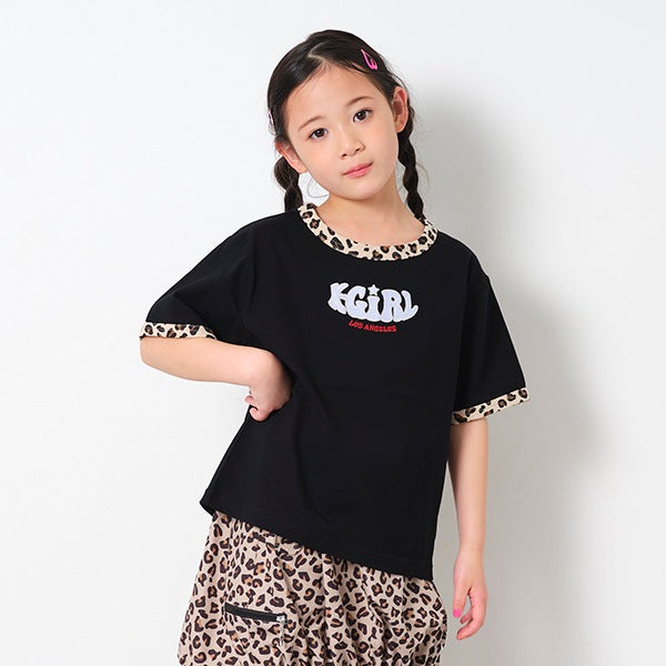 日本童裝 X-girl 豹紋LOGO上衣 90-140cm 女童款 夏季 TOPS