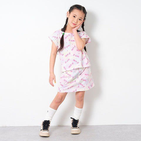 日本童裝 X-girl 扎染LOGO套裝 90-140cm 女童款 夏季 TOPS SKIRTS