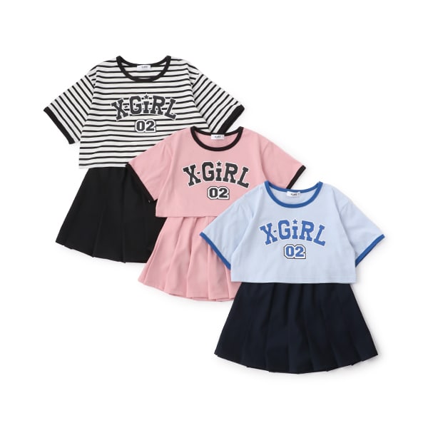 日本童裝 X-girl Stages 上衣短裙套裝 80-140cm 女童款 春季 TOPS SKIRTS