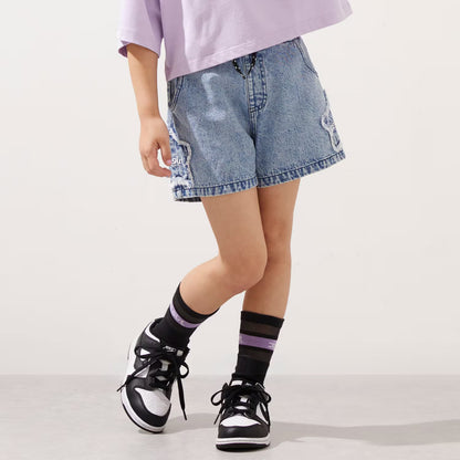 日本童裝 X-girl Stages 星星貼花牛仔短褲 90-140cm 女童款 夏季 PANTS
