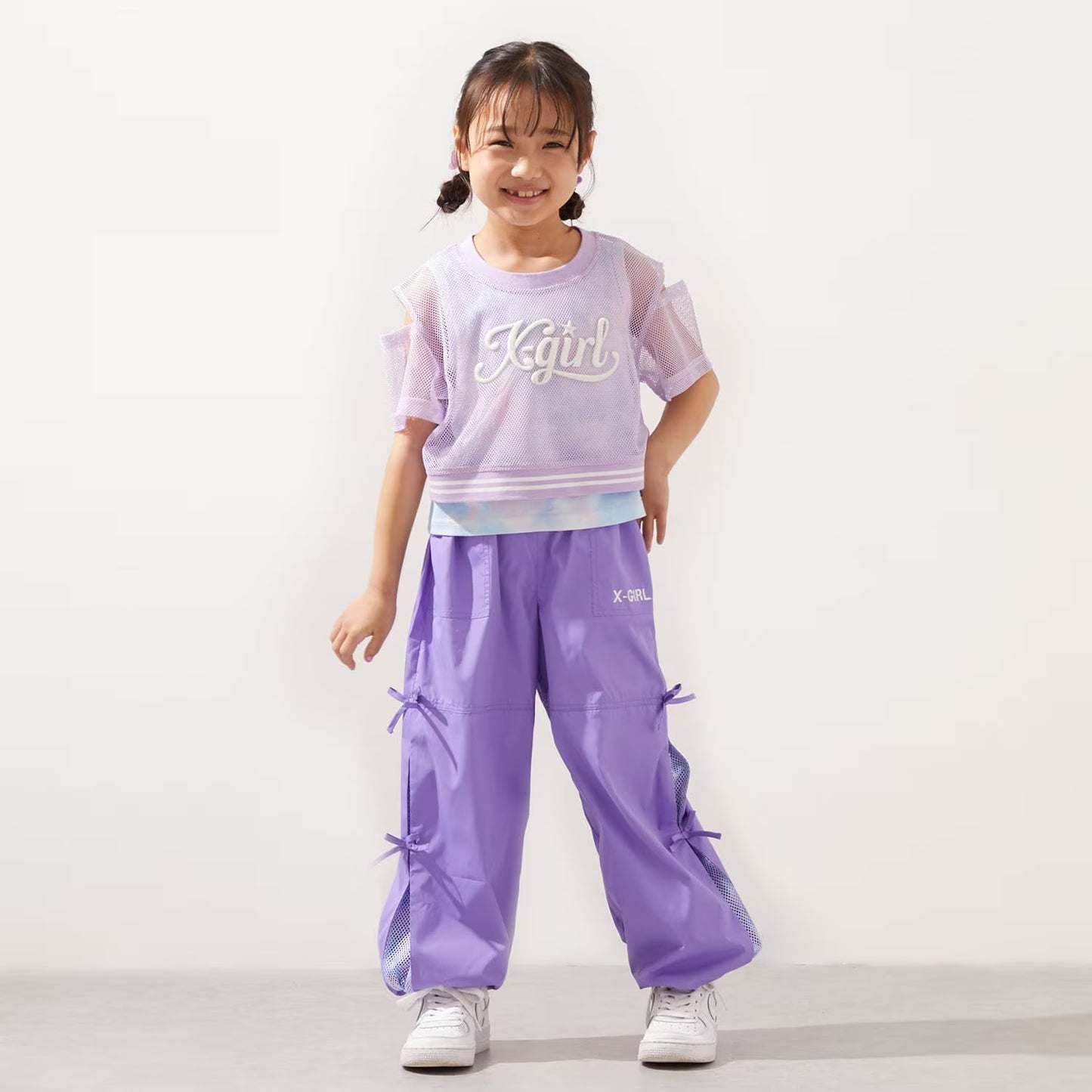 日本童裝 X-girl Stages 防UV 開衩工裝褲 90-140cm 女童款 夏季 PANTS