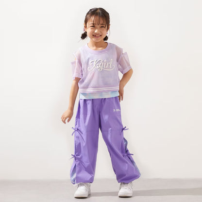 日本童裝 X-girl Stages 防UV 開衩工裝褲 90-140cm 女童款 夏季 PANTS