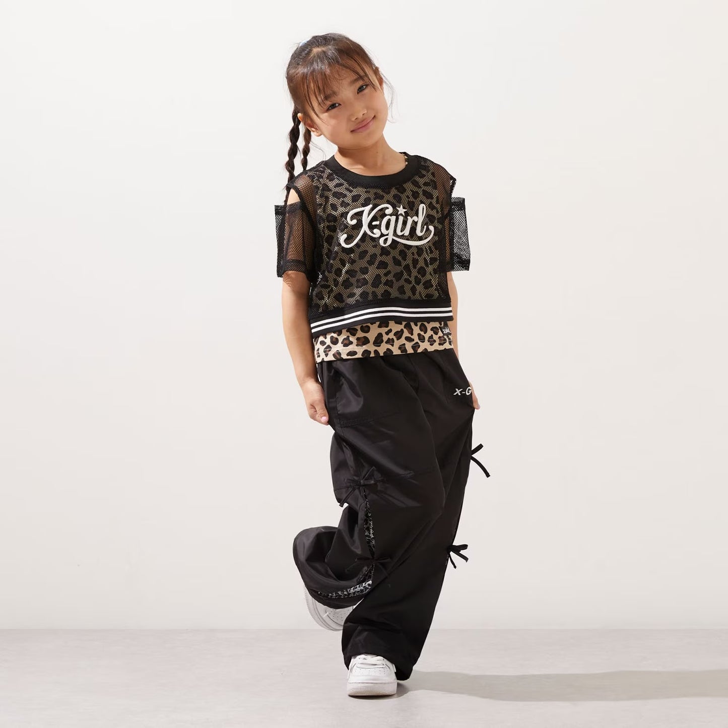 日本童裝 X-girl Stages 防UV 開衩工裝褲 90-140cm 女童款 夏季 PANTS
