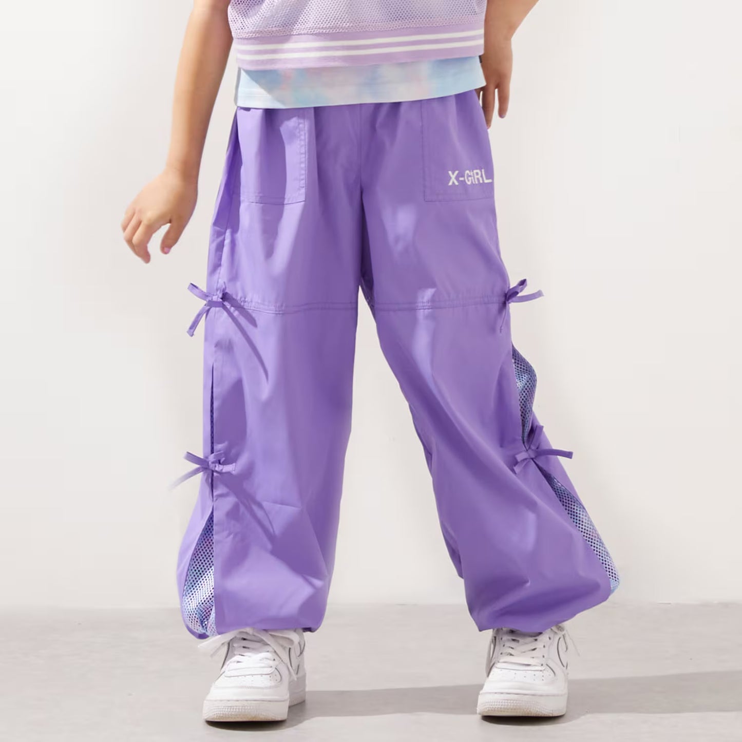 日本童裝 X-girl Stages 防UV 開衩工裝褲 90-140cm 女童款 夏季 PANTS