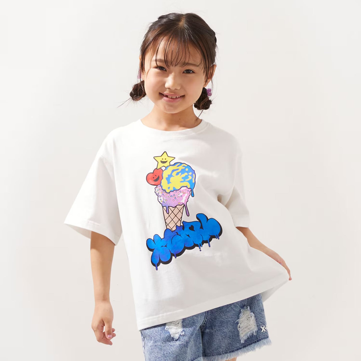日本童裝 X-girl Stages 防UV 接觸冷感 變色印花短袖上衣 80-140cm 女童款 夏季 TOPS