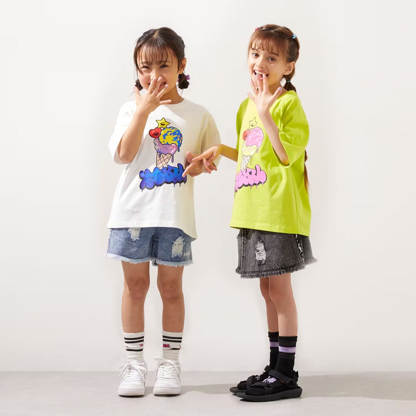 日本童裝 X-girl Stages 防UV 接觸冷感 變色印花短袖上衣 80-140cm 女童款 夏季 TOPS