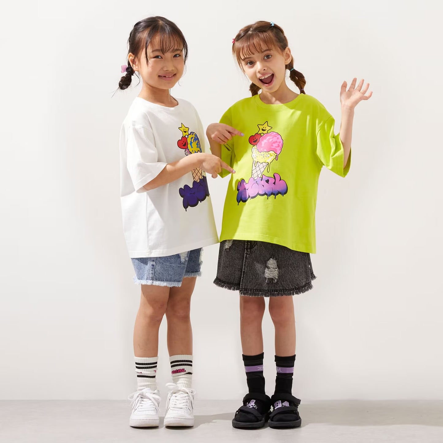 日本童裝 X-girl Stages 防UV 接觸冷感 變色印花短袖上衣 80-140cm 女童款 夏季 TOPS