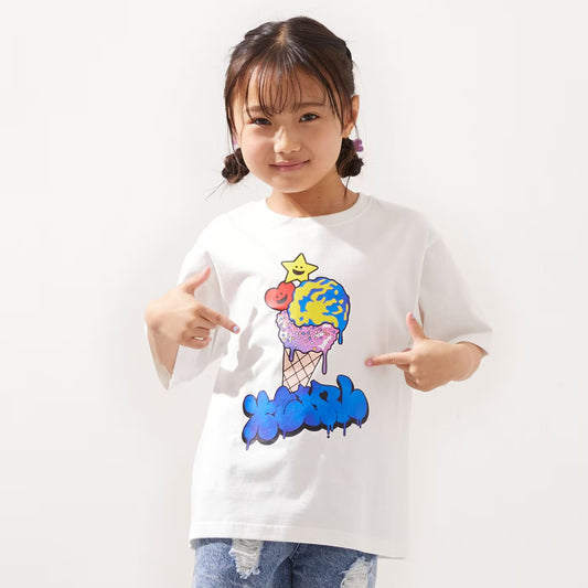 日本童裝 X-girl Stages 防UV 接觸冷感 變色印花短袖上衣 80-140cm 女童款 夏季 TOPS