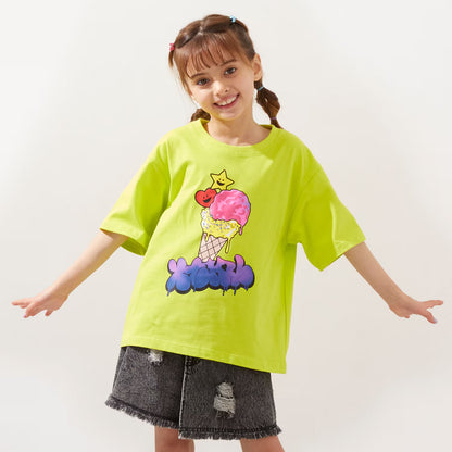 日本童裝 X-girl Stages 防UV 接觸冷感 變色印花短袖上衣 80-140cm 女童款 夏季 TOPS