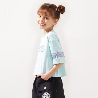 日本童裝 X-girl Stages 防UV 花紋網眼印花上衣 90-140cm 女童款 夏季 TOPS